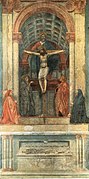 Brunelleschi's theory of perspective: Masaccio's Trinità, c. 1426–1428, in the Basilica of Santa Maria Novella