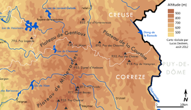 Localisation du plateau par rapport au plateau de Millevaches