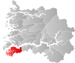 Mapa do condado de Sogn og Fjordane com Gulen em destaque.