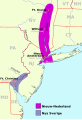 Image 17Modern map which approximates the relative size and location of the settled areas of New Netherland and New Sweden. (from History of New Jersey)