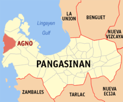 Map of Pangasinan with Agno highlighted