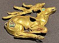 Saka recumbent stag plaque, Eleke Sazy, Kazakhstan; 8th to 6th century BC