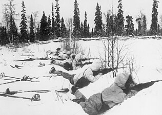 Finnish ski troops during the invasion of Finland by the Soviet Union