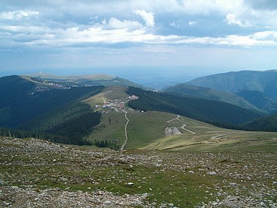 Forested mountains with some scattered hamlets