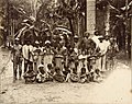 Festively attired Arawak Indians in the Palm Garden (Palmentuin) behind the Government House (Gouvernementshuis), late 19th century