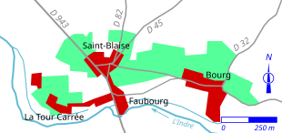 Carte en couleurs représentant l'évolution de l'urbanisation d'un territoire à deux époques.