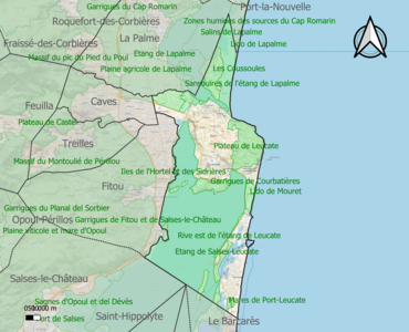 Carte des ZNIEFF de type 1 sur la commune.