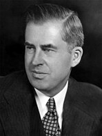 Black-and-white photographic portrait of President Henry Wallace; 1945