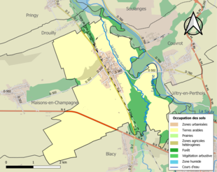 Carte en couleurs présentant l'occupation des sols.