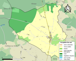 Carte en couleurs présentant l'occupation des sols.