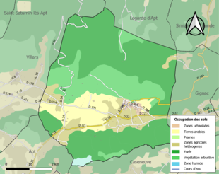 Carte en couleurs présentant l'occupation des sols.