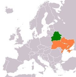 Map indicating locations of Belarus and Ukraine