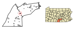Location of Shippensburg in Cumberland County, Pennsylvania.