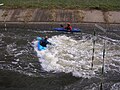 Features of the Channel. Side-surfing in the Middle Hole at full flow 600 cu ft/s (17 m3/s).