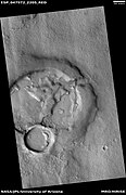 Layered features in craters, as seen by HiRISE under HiWish program