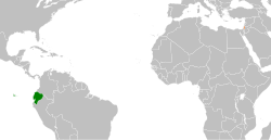 Map indicating locations of Ecuador and Palestine