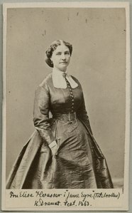 Elise Hwasser in the title role of the play Jane Eyre at Kungliga Dramatiska Teatern in 1863.