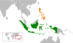 Map indicating locations of Indonesia and Philippines