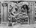 Buddhist artwork from Gandhara, Sikri Yusufzai stupa, 3rd-4th century A.D. Indra and his harpist visit the Buddha in Indrasala Cave.
