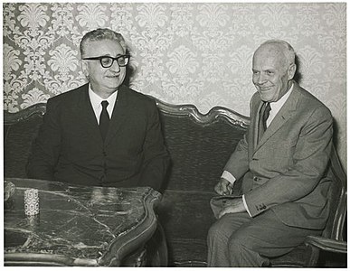 Giovanni Leone with Sandro Pertini, President of the Chamber of Deputies, in June 1968