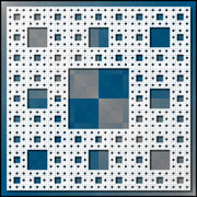 Face d'une éponge de Menger, ou tapis de Sierpiński.