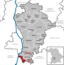 Läget för Schmiechen i Landkreis Aichach-Friedberg