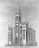 Engraving of exterior of St. Nicholas Catholic Church in 1848