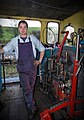 A fireman working on the Embsay and Bolton Abbey Steam Railway.