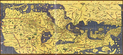 Tabula Rogeriana, utförd av Al-Idrisi för Roger II av Sicilien 1154.