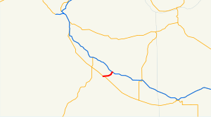 A map showing the path of the highway in relation to other highways in the area.