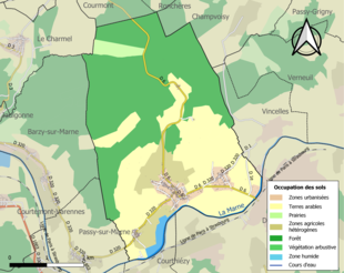 Carte en couleurs présentant l'occupation des sols.