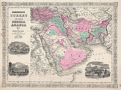 خريطة لِلشرق الأوسط ترجع لِسنة 1866م
