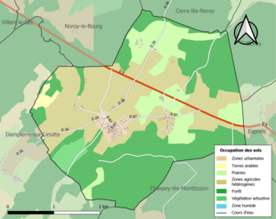 Carte en couleurs présentant l'occupation des sols.