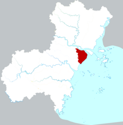 Location of Longwan District within Wenzhou