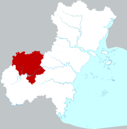 Location of Wencheng County within Wenzhou