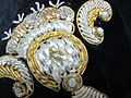 Decorative embroidery on a tefillin bag in Jerusalem,.