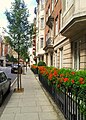 View of Hallam Street outside Weymouth House in Marylebone London W1