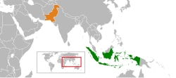 Peta memperlihatkan lokasiIndonesia and Pakistan