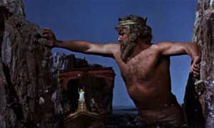 Le dieu Triton[3] aide les Argonautes et leur navire Argo à franchir les redoutables rochers broyeurs.