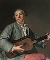 Attribué à Henri-Pierre Danloux, Homme à la guitare, portrait présumé de Pierre de Jélyotte, localisation inconnue[14].