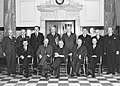 Image 40The 1935 Labour Cabinet. Michael Joseph Savage is seated in the front row, centre. (from History of New Zealand)