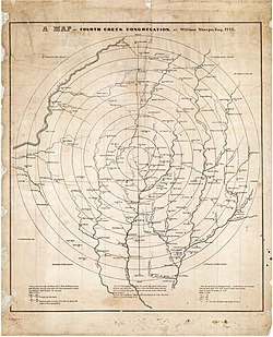 Map of Fourth Creek Congregation Families in 1773