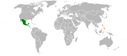 Map indicating locations of Mexico and Philippines