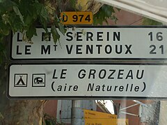 Panneau indiquant le mont Serein et le mont Ventoux