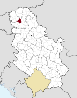 Location of the municipality of Vrbas within Serbia