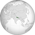 Locator map of Nepal in orthographic projection