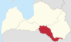 Location of Selonia in Latvia.