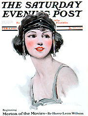 A sketch of a flapper on the cover of an issue of the Saturday Evening Post
