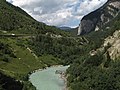 between Martina en Pfunds, rivier op de grens met Oostenrijk