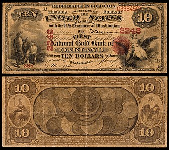Ten-dollar national gold bank note, by the American Bank Note Company